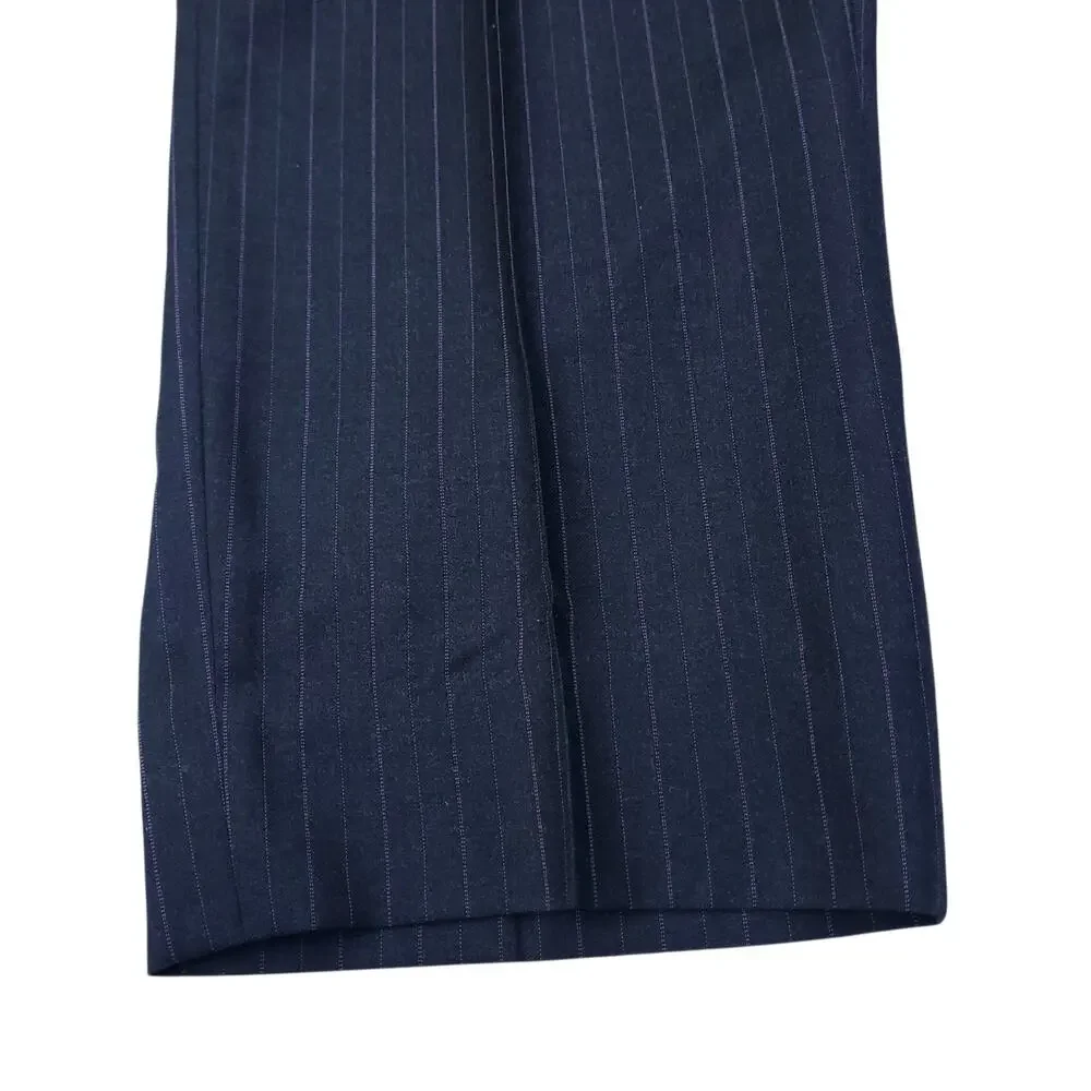 Hart Schaffner Marx 2pc Suit Blue Wool Pinstripe Jacket 48R 53x30.5 Pant 41x27